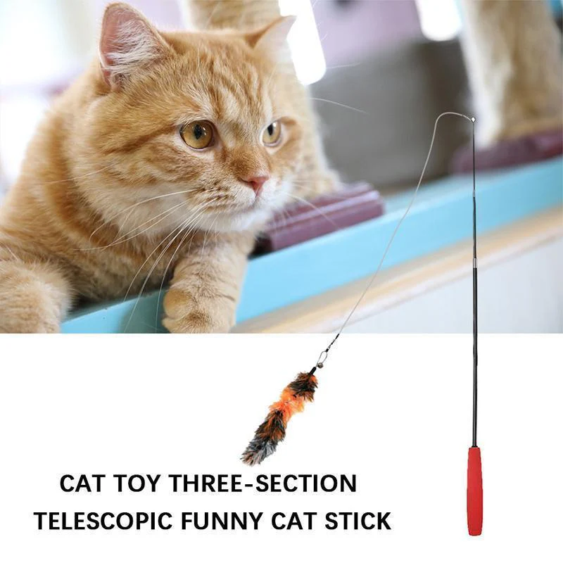 Feather Teaser Cat Toy Retractable Cat Feather Toy Wand - Image 3