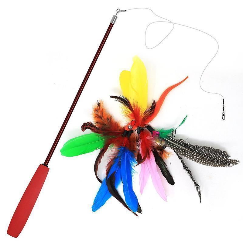 Feather Teaser Cat Toy Retractable Cat Feather Toy Wand - Image 7