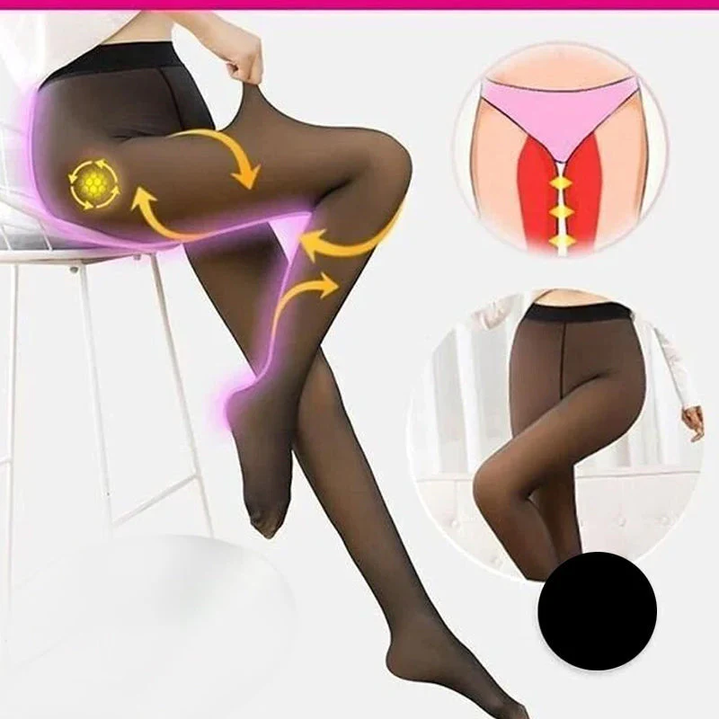 Flawless Legs Fake Translucent Warm Plush Lined Elastic Tights - Image 3