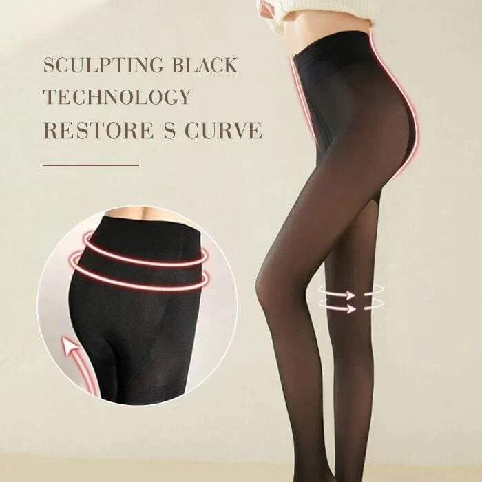 Flawless Legs Fake Translucent Warm Plush Lined Elastic Tights - Image 6