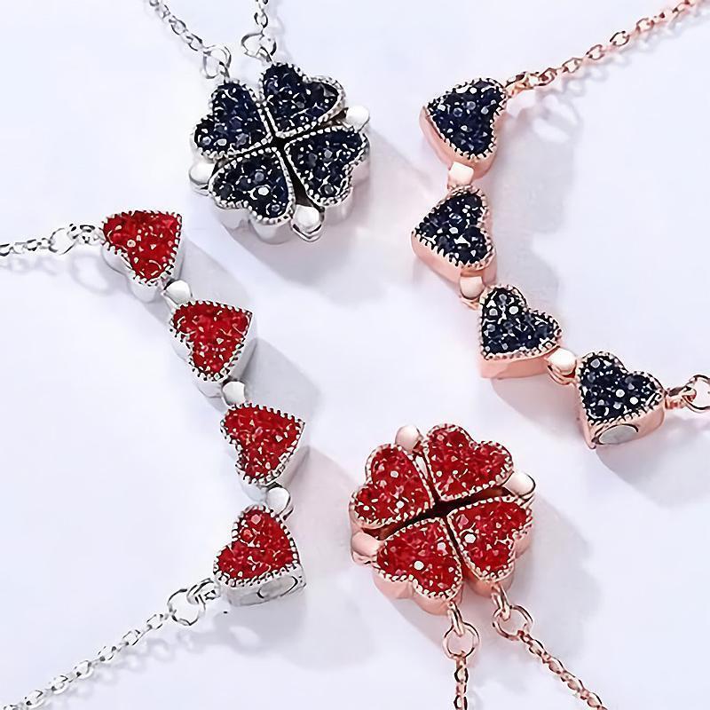 Four Leaf Clovers Heart Crystal Pendant with Necklace - Image 6