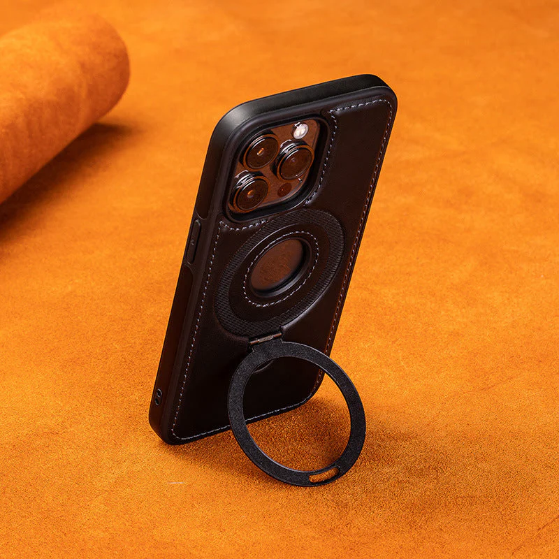 Full-Coverage Shockproof Leather Magnetic Stand iPhone Case - Image 10