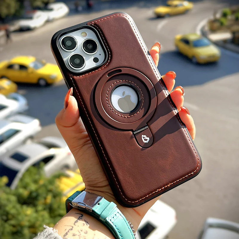 Full-Coverage Shockproof Leather Magnetic Stand iPhone Case - Image 14