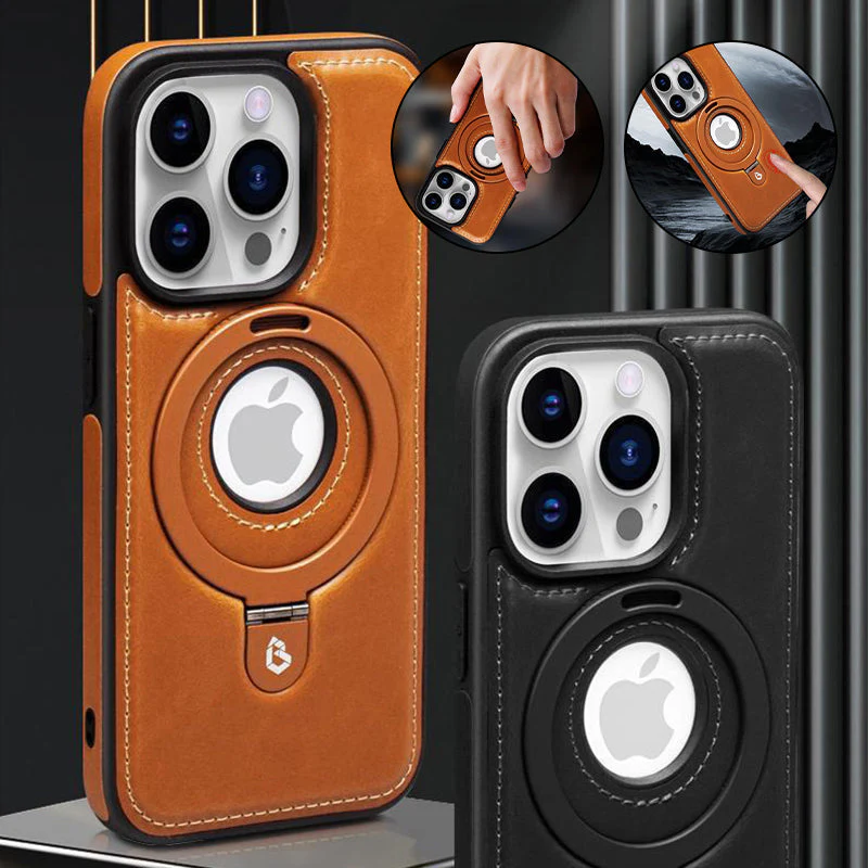 Full-Coverage Shockproof Leather Magnetic Stand iPhone Case - Image 2