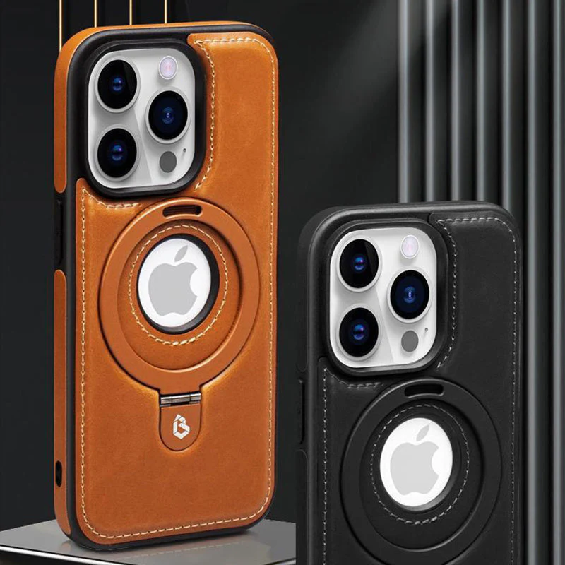 Full-Coverage Shockproof Leather Magnetic Stand iPhone Case - Image 3