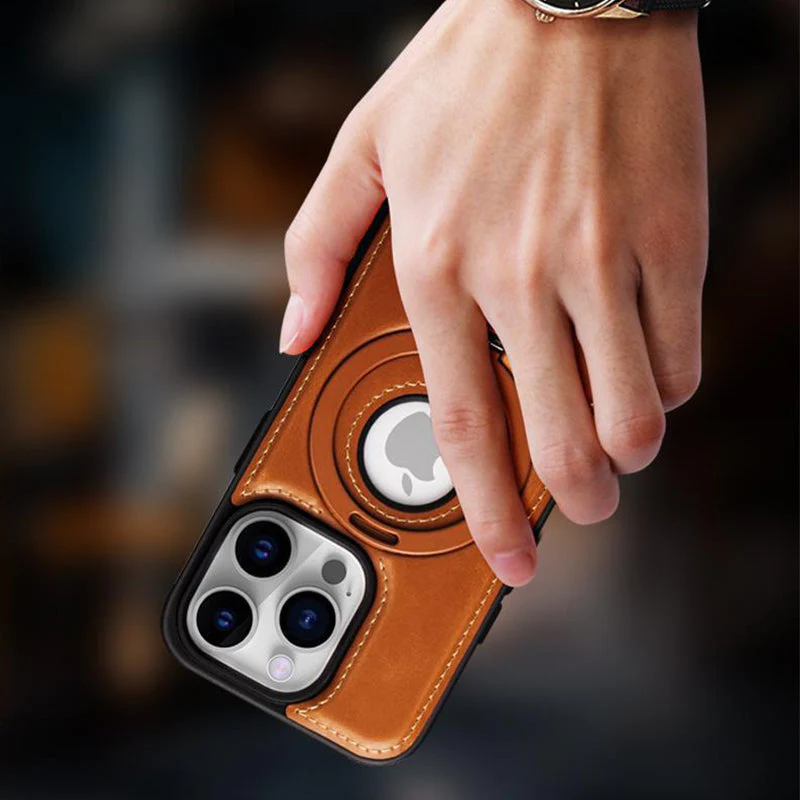 Full-Coverage Shockproof Leather Magnetic Stand iPhone Case - Image 6
