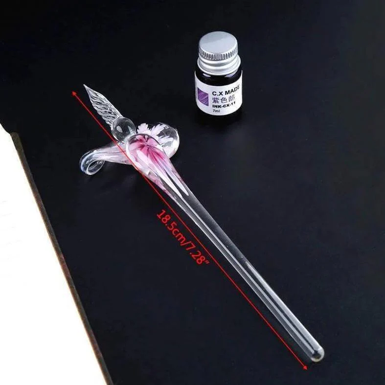 Glass Calligraphy Pen Set with Ink and Pen Rest - Image 2