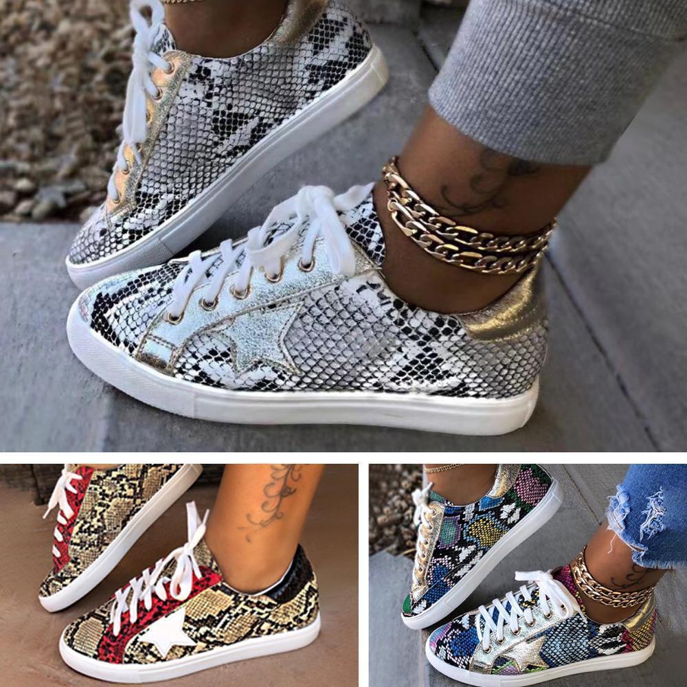 Glitter Lace-Up Star Pattern Casual Sneakers - Image 7