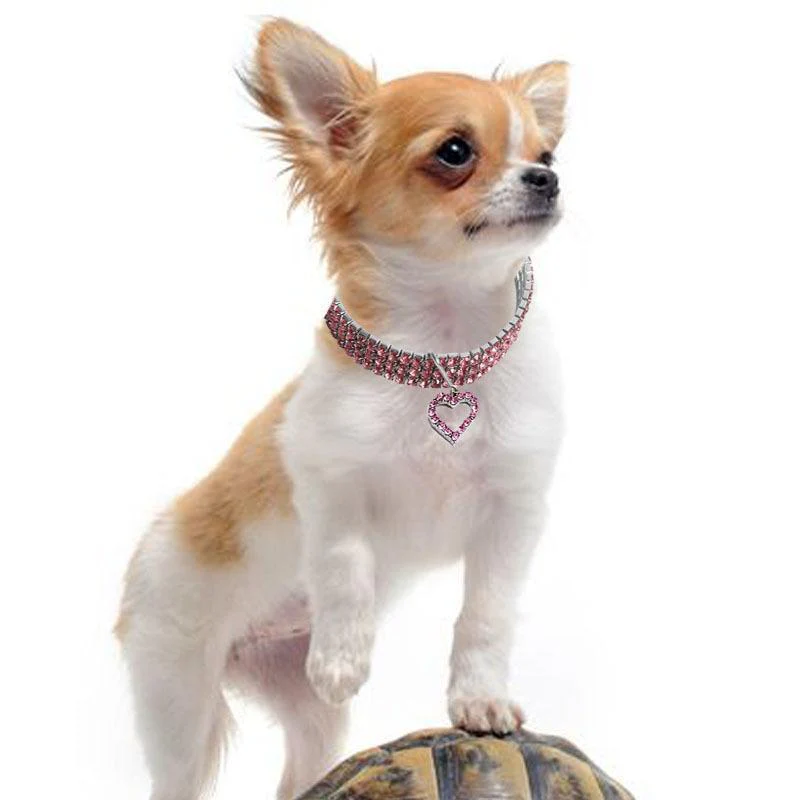Gold dog Chain - Crystal Heart Pets Collar - Image 2