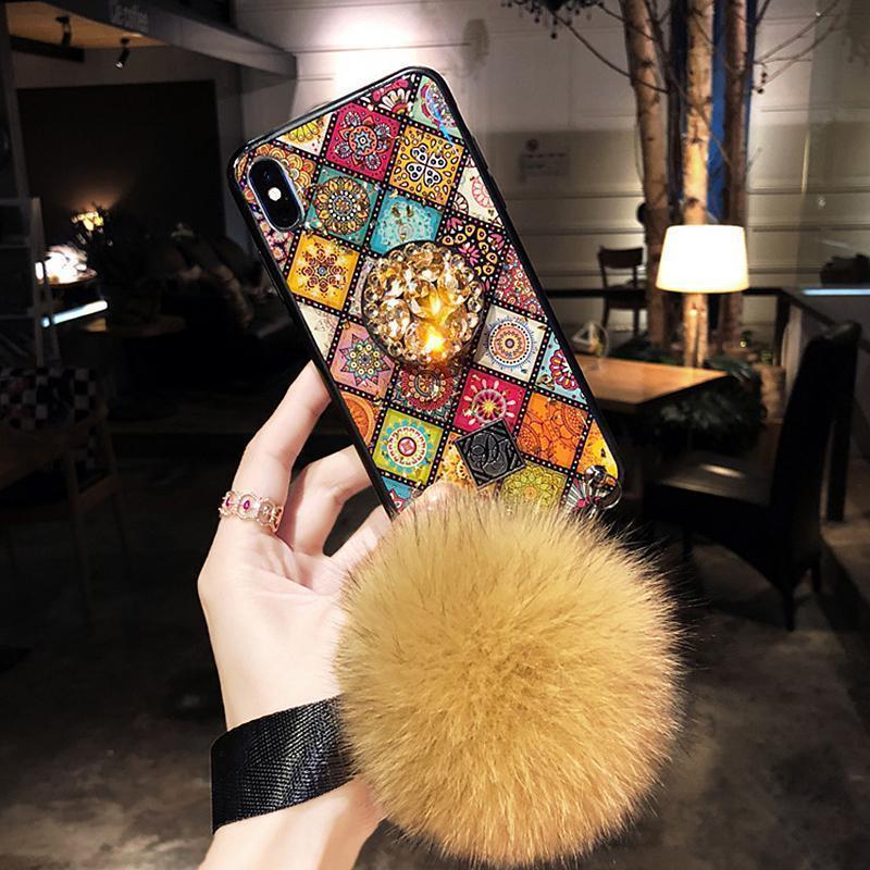 Hair Ball Airbag Bracket Holder Diamond iPhone Case - Image 13