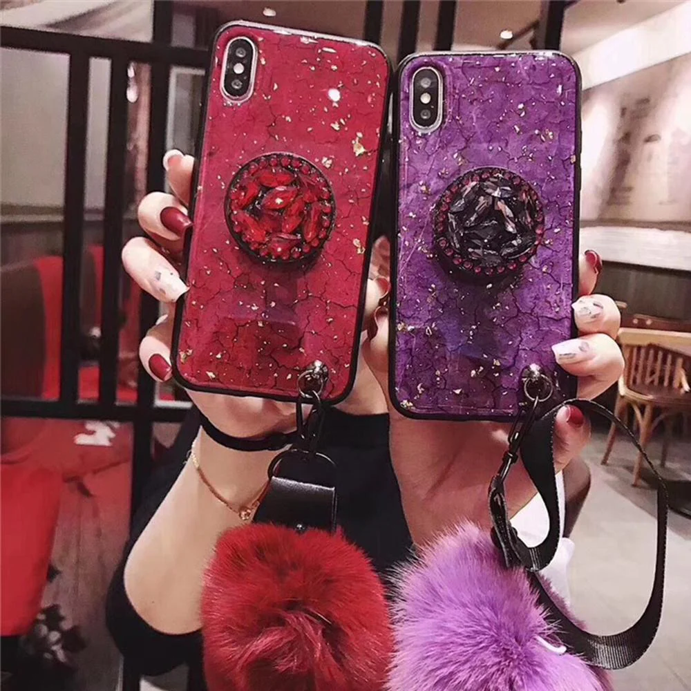 Hair Ball Airbag Bracket Holder Diamond iPhone Case - Image 3