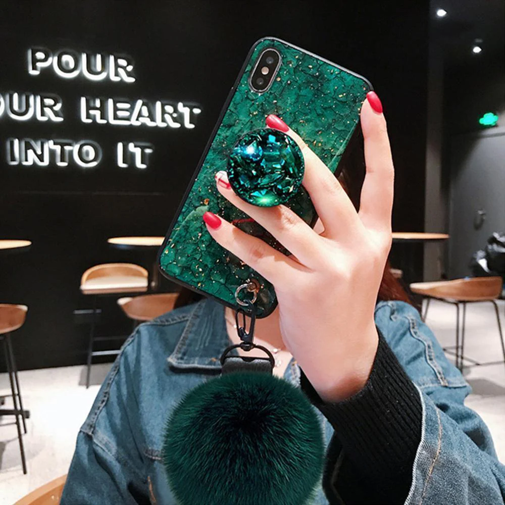 Hair Ball Airbag Bracket Holder Diamond iPhone Case - Image 7
