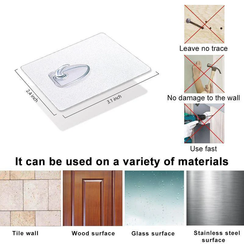 Hirundo® Waterproof Reusable Seamless Sticky Transparent Frosted Hooks - Image 3