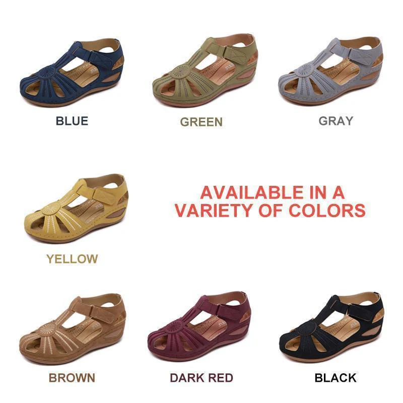Hollow Out Lightweight Breathable Velcro Pure Color Sandals - Image 4