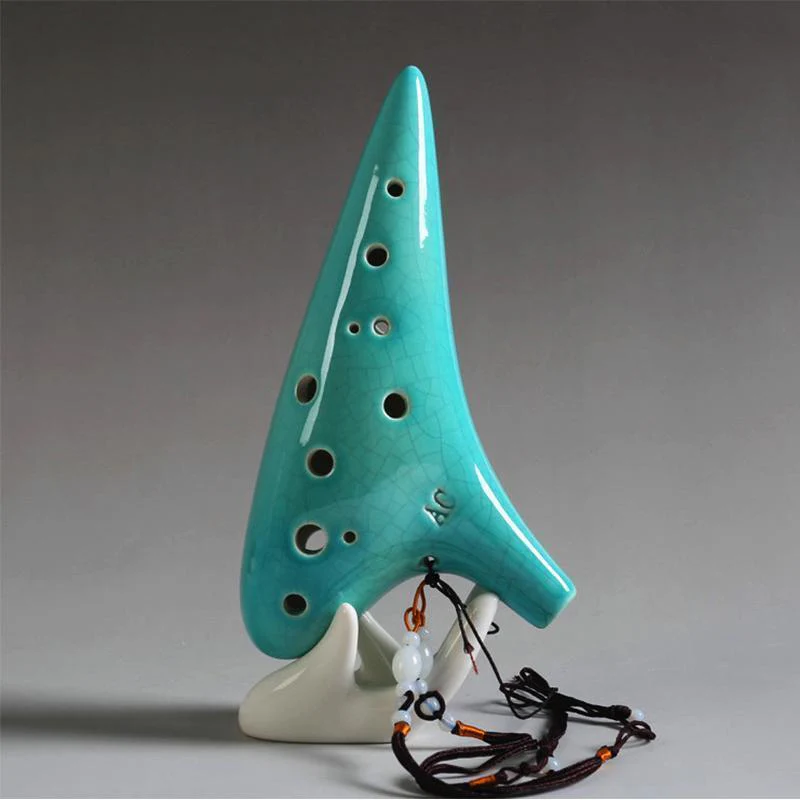 [HOT SALE]-12 Holes Ocarina Alto C Smoldering Ceramic Submarine SharpChain +Display BaseS - Image 12