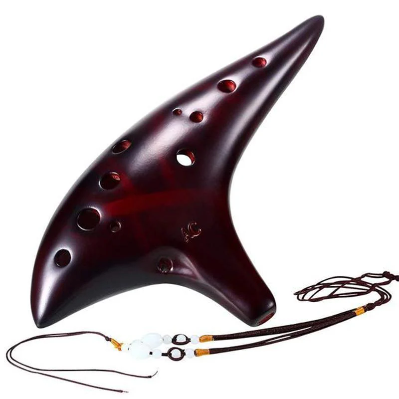 [HOT SALE]-12 Holes Ocarina Alto C Smoldering Ceramic Submarine SharpChain +Display BaseS - Image 13