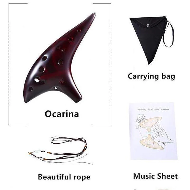 [HOT SALE]-12 Holes Ocarina Alto C Smoldering Ceramic Submarine SharpChain +Display BaseS - Image 14