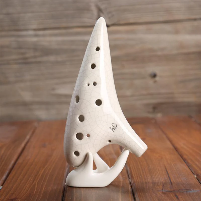 [HOT SALE]-12 Holes Ocarina Alto C Smoldering Ceramic Submarine SharpChain +Display BaseS - Image 3