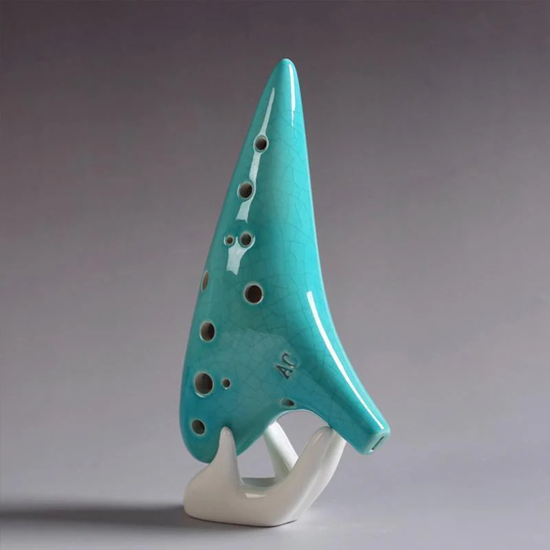 [HOT SALE]-12 Holes Ocarina Alto C Smoldering Ceramic Submarine SharpChain +Display BaseS - Image 4