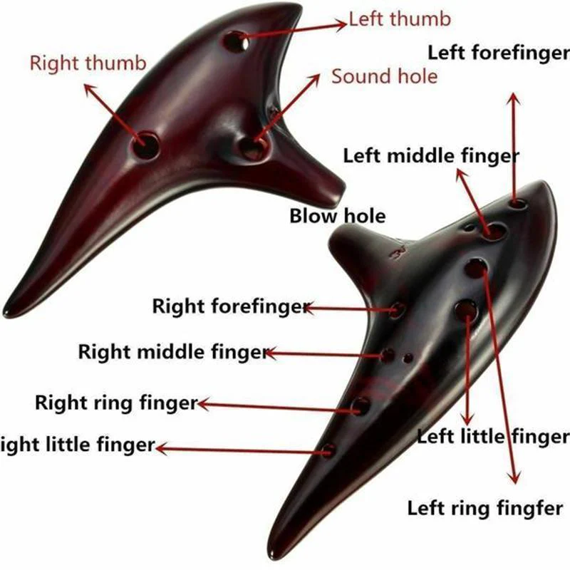 [HOT SALE]-12 Holes Ocarina Alto C Smoldering Ceramic Submarine SharpChain +Display BaseS - Image 7