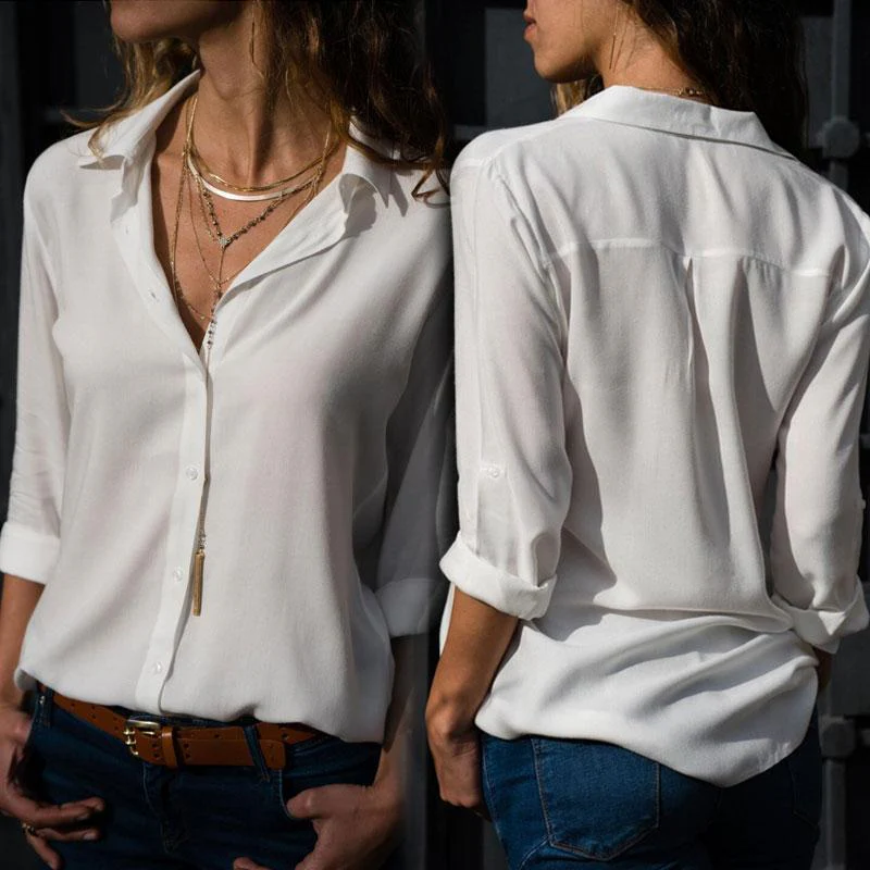 Ladies Casual Chiffon Solid T-Shirt - Image 10