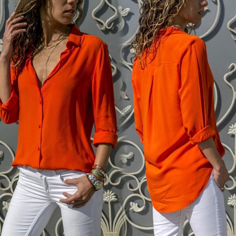 Ladies Casual Chiffon Solid T-Shirt - Image 13