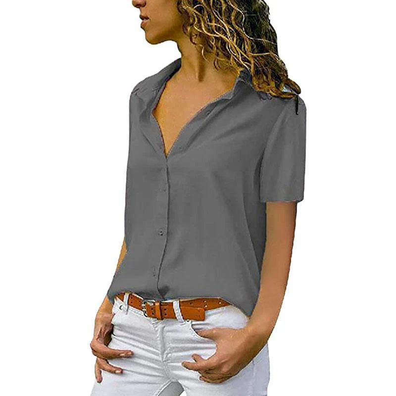 Ladies Casual Chiffon Solid T-Shirt - Image 4