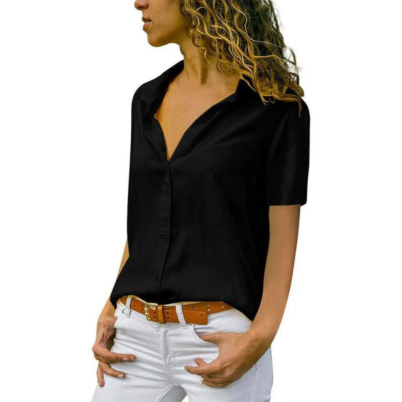 Ladies Casual Chiffon Solid T-Shirt - Image 6