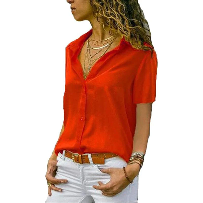 Ladies Casual Chiffon Solid T-Shirt - Image 7