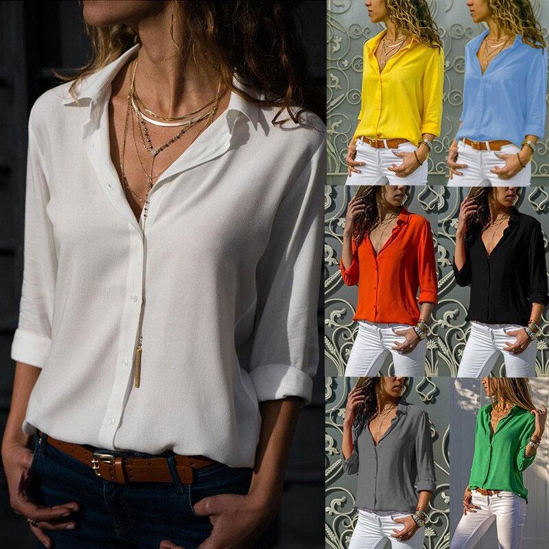Ladies Casual Chiffon Solid T-Shirt - Image 9