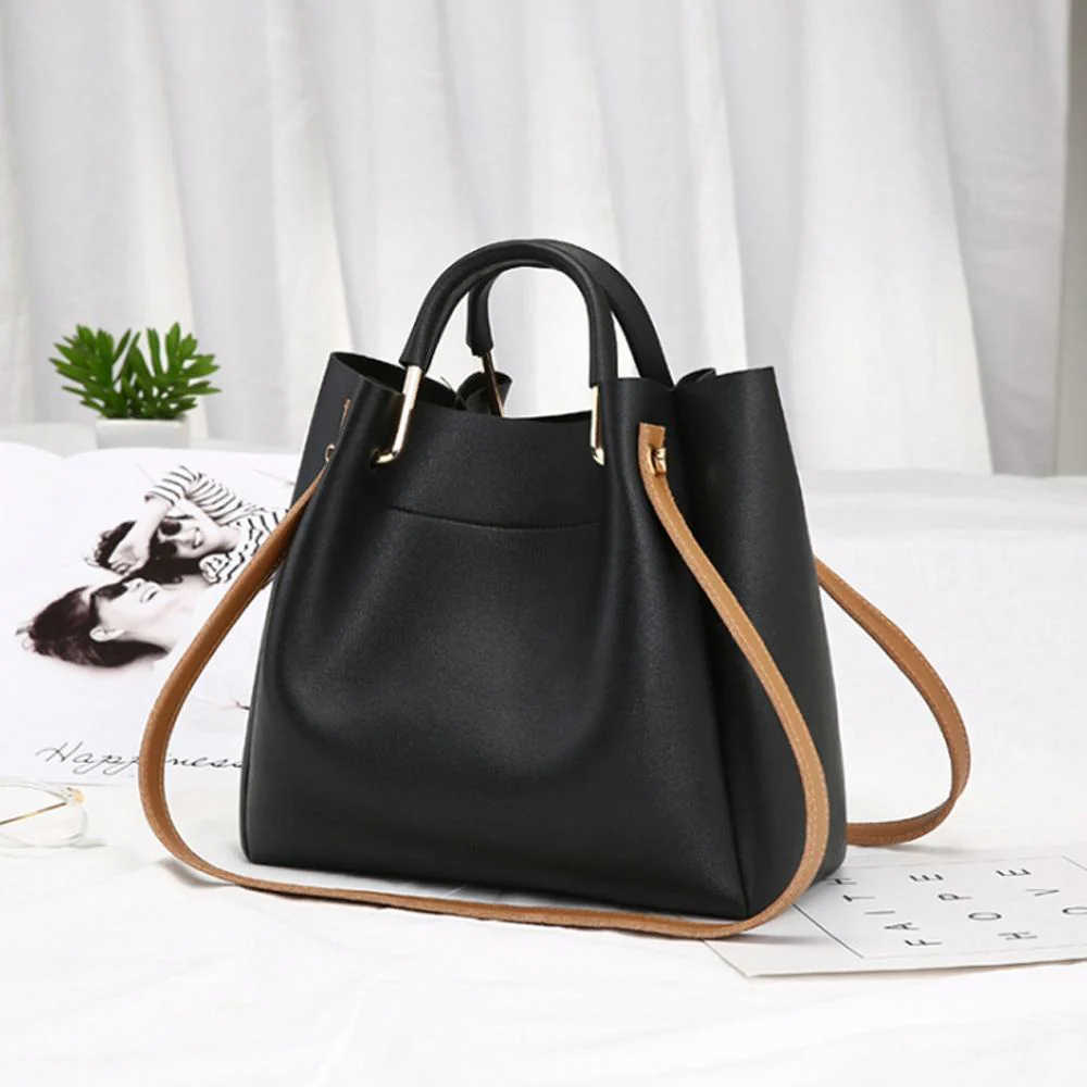 Ladies Messenger Handbag - Solid Color - Image 5