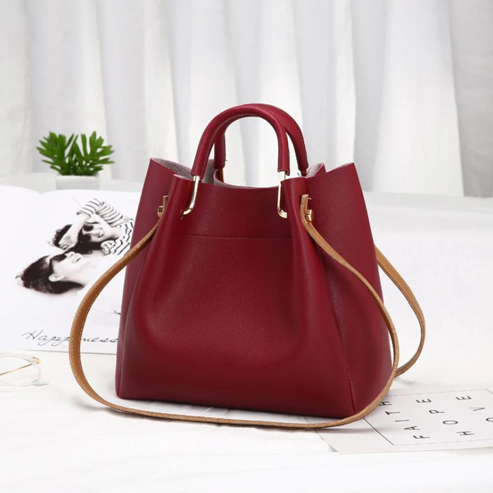 Ladies Messenger Handbag - Solid Color - Image 7