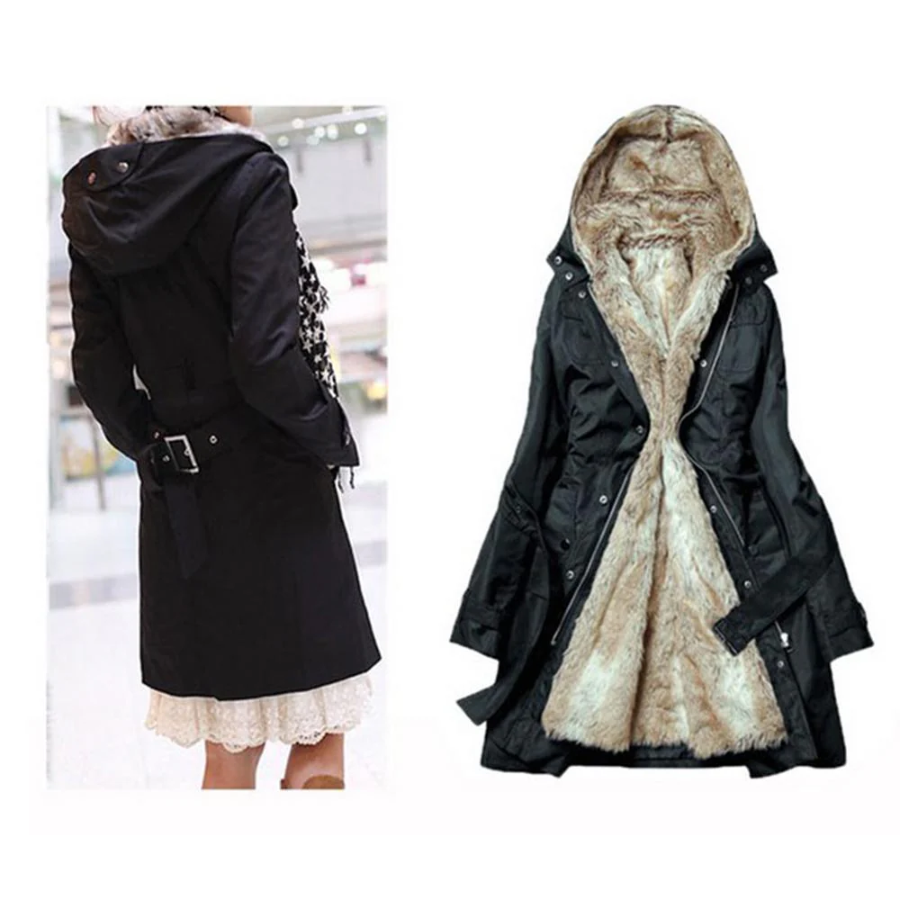 Ladies Winter Coat With Removable Faux Fur - Image 3