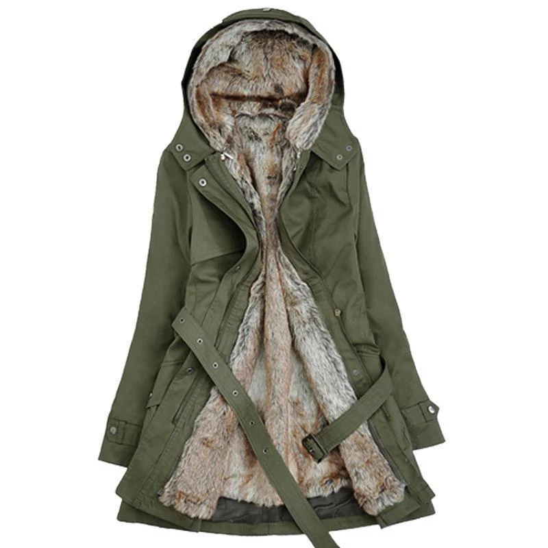 Ladies Winter Coat With Removable Faux Fur - Image 6