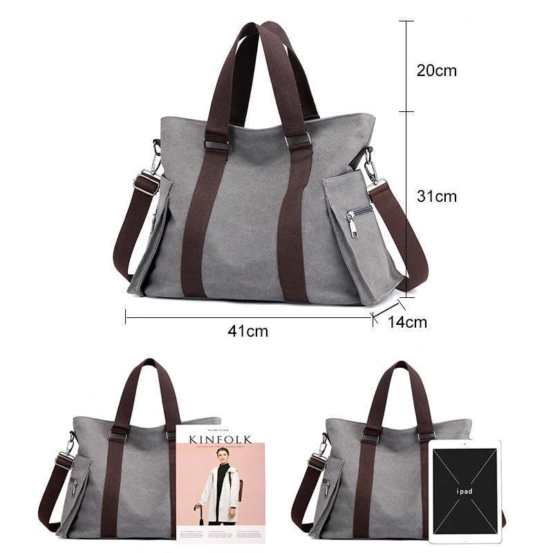 Large Capacity Canvas Handbag Shoulder Bag - Image 4