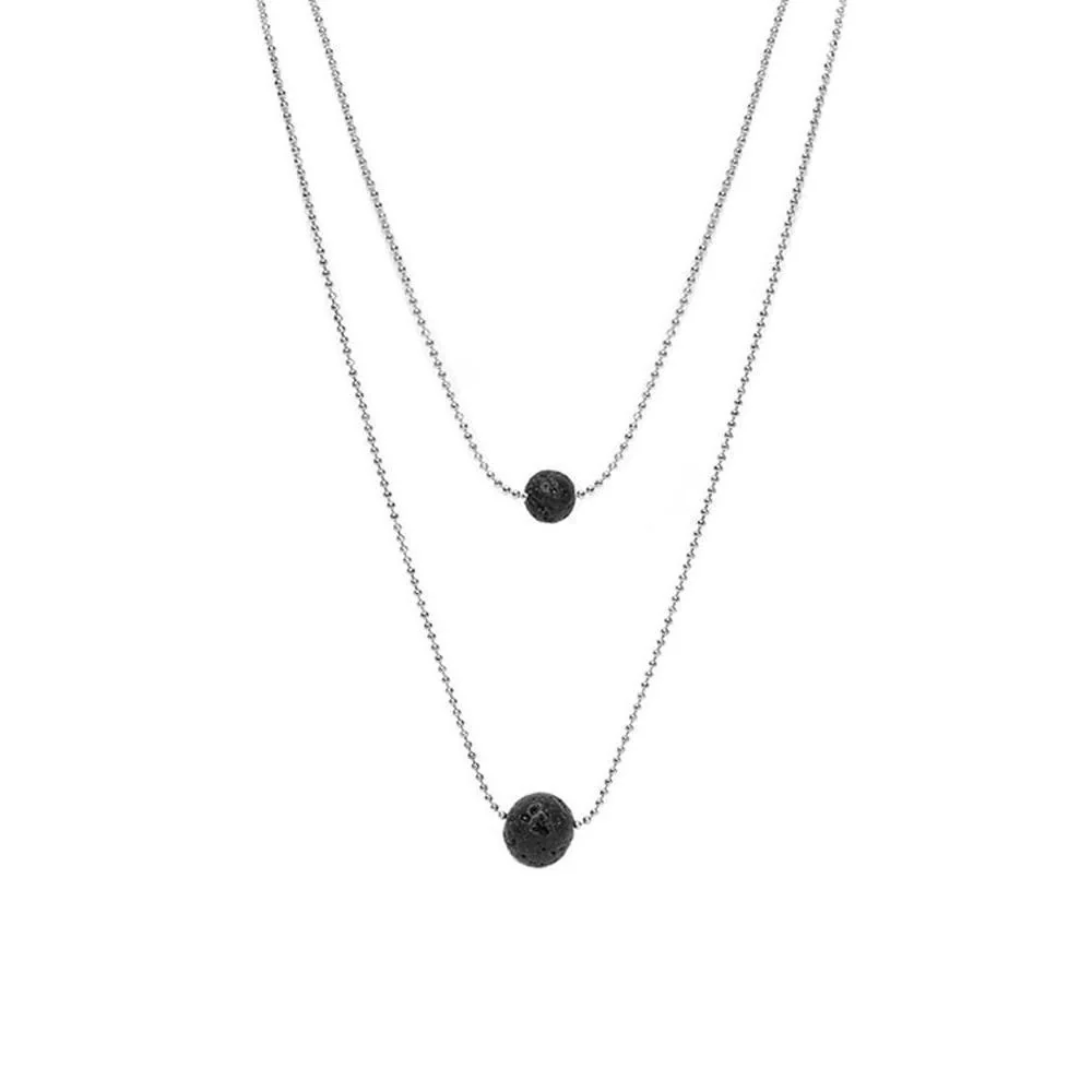 Lava Stone Pendant Essential Oil Diffuser Multilayer Necklace - Image 2