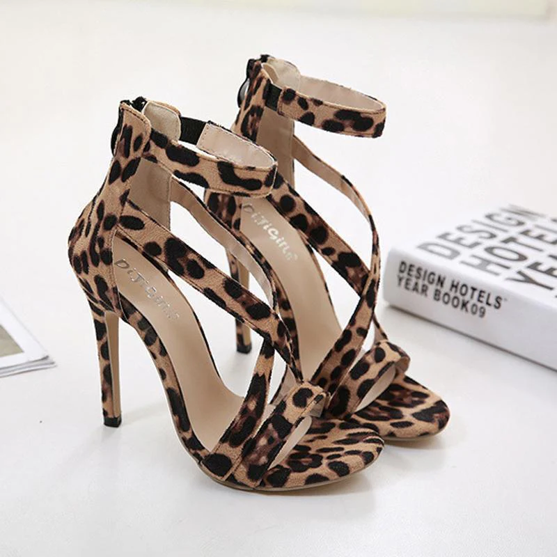 Leopard crossed sandals with back zipper - Image 8