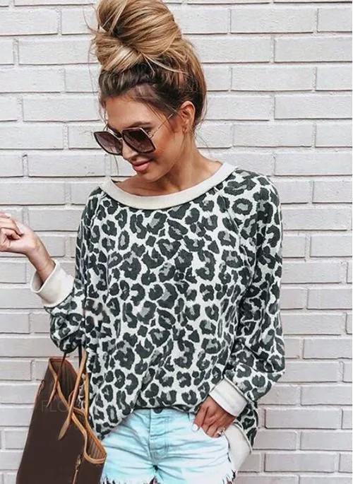 Leopard Streetwear Round Neckline Sweatshirts TOPS.FL - Image 3