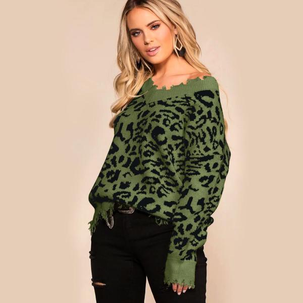 Leopard V-Neck Jumper of Distress - Image 3