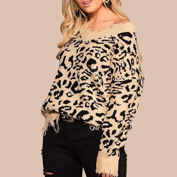 Leopard V-Neck Jumper of Distress - Image 5