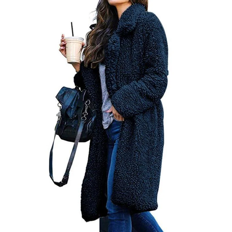 Long Fluffy Sherpa Coat Solid Teddy Bear Coats - Image 4