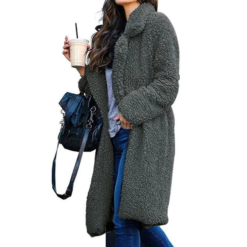 Long Fluffy Sherpa Coat Solid Teddy Bear Coats - Image 5