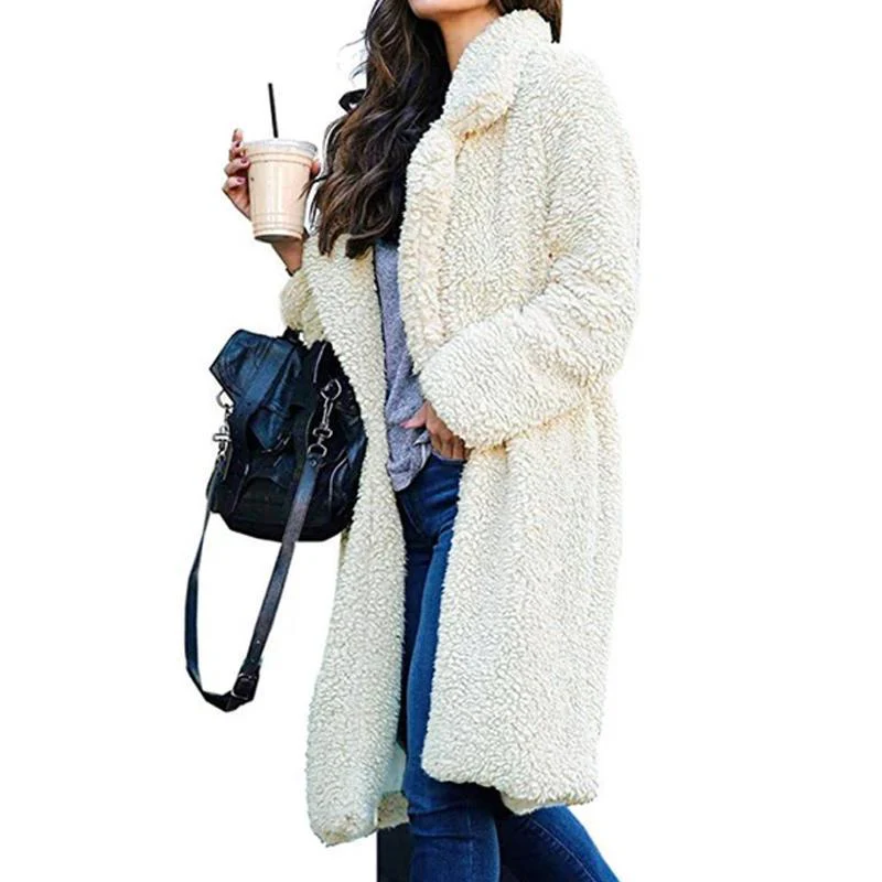 Long Fluffy Sherpa Coat Solid Teddy Bear Coats - Image 8