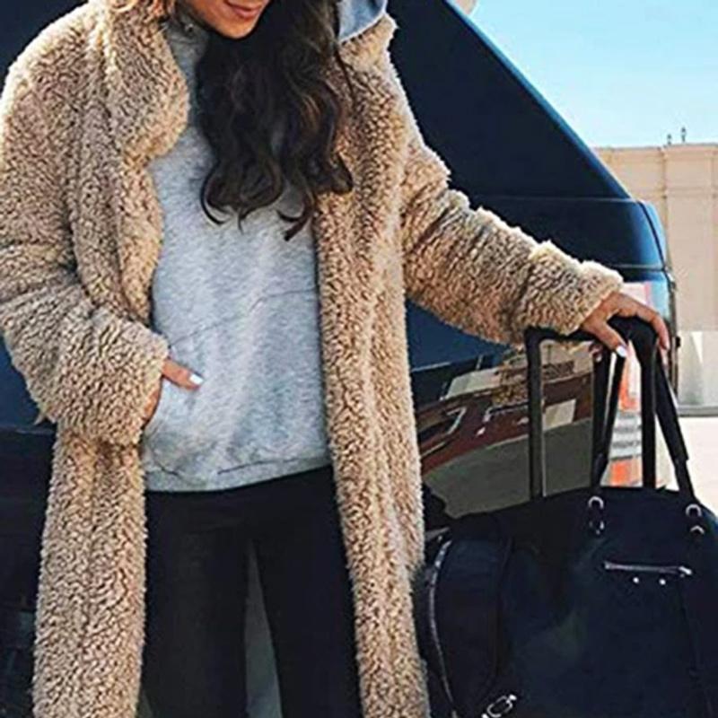 Long Fluffy Sherpa Coat Solid Teddy Bear Coats - Image 9