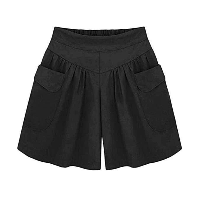 Loose Soft Cotton Wide Leg Pocket Shorts - Image 2