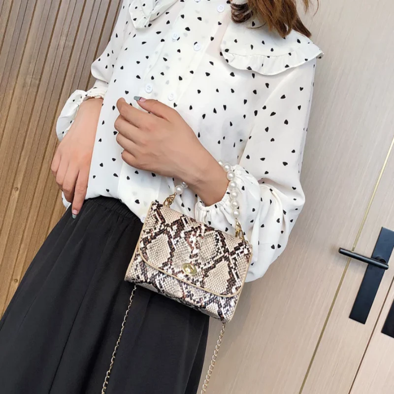 Luxury Designer Wild Serpentine Small Square Crossbody Bags - Image 8