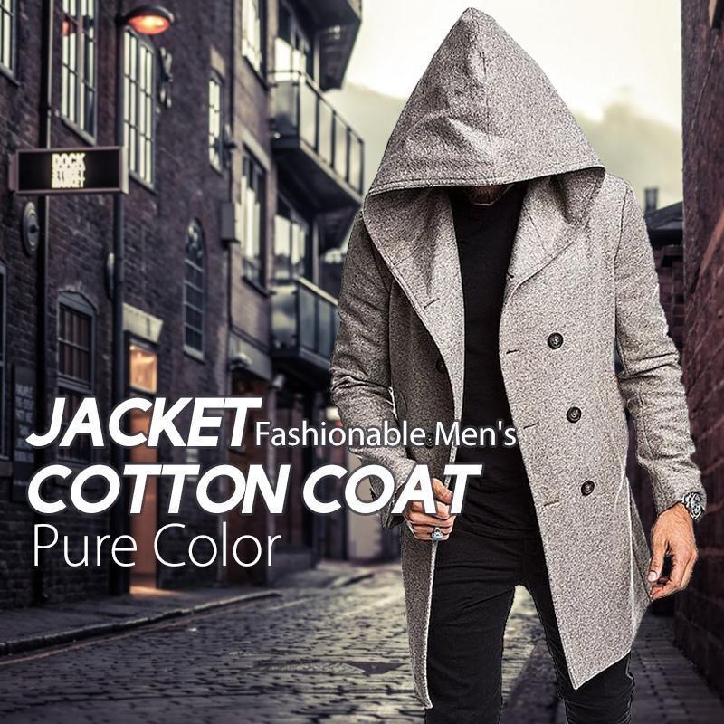 Men's Autumn & Winter Pure Color Jacket Cotton Coat - Image 3