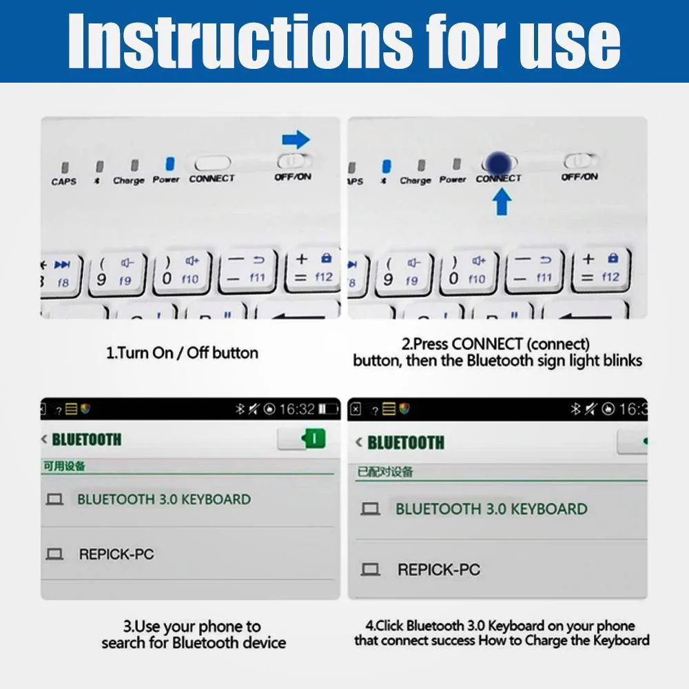 Mini iPhone-Android Bluetooth Keyboard - Image 7