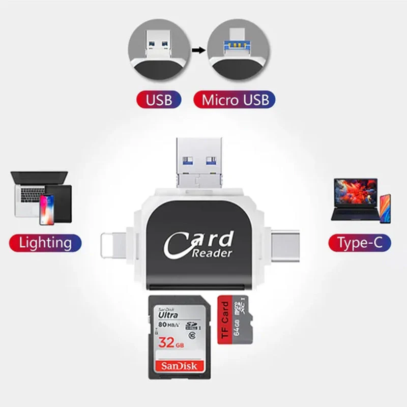 Multi-Port 4 in1 Universal SD TF Card Reader - Image 4