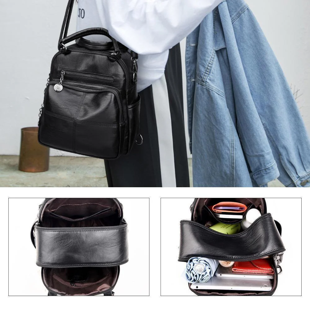 Multifunction leather backpack for women - Image 5